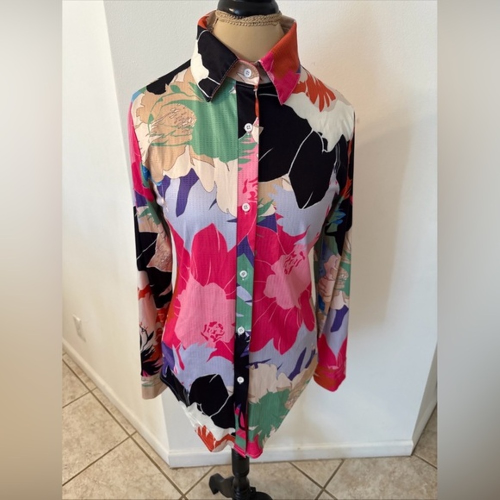 Stylish Pink and Black Casual Button Down Shirt